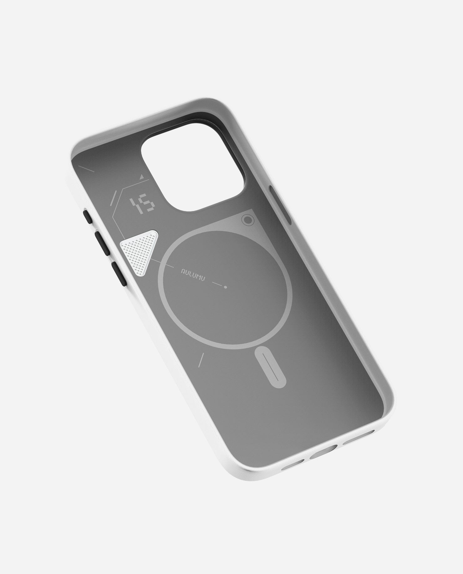 A15 iPhone 15 シリーズ対応 スマホケース|レザー|断熱窓|ホワイト|Magsafe