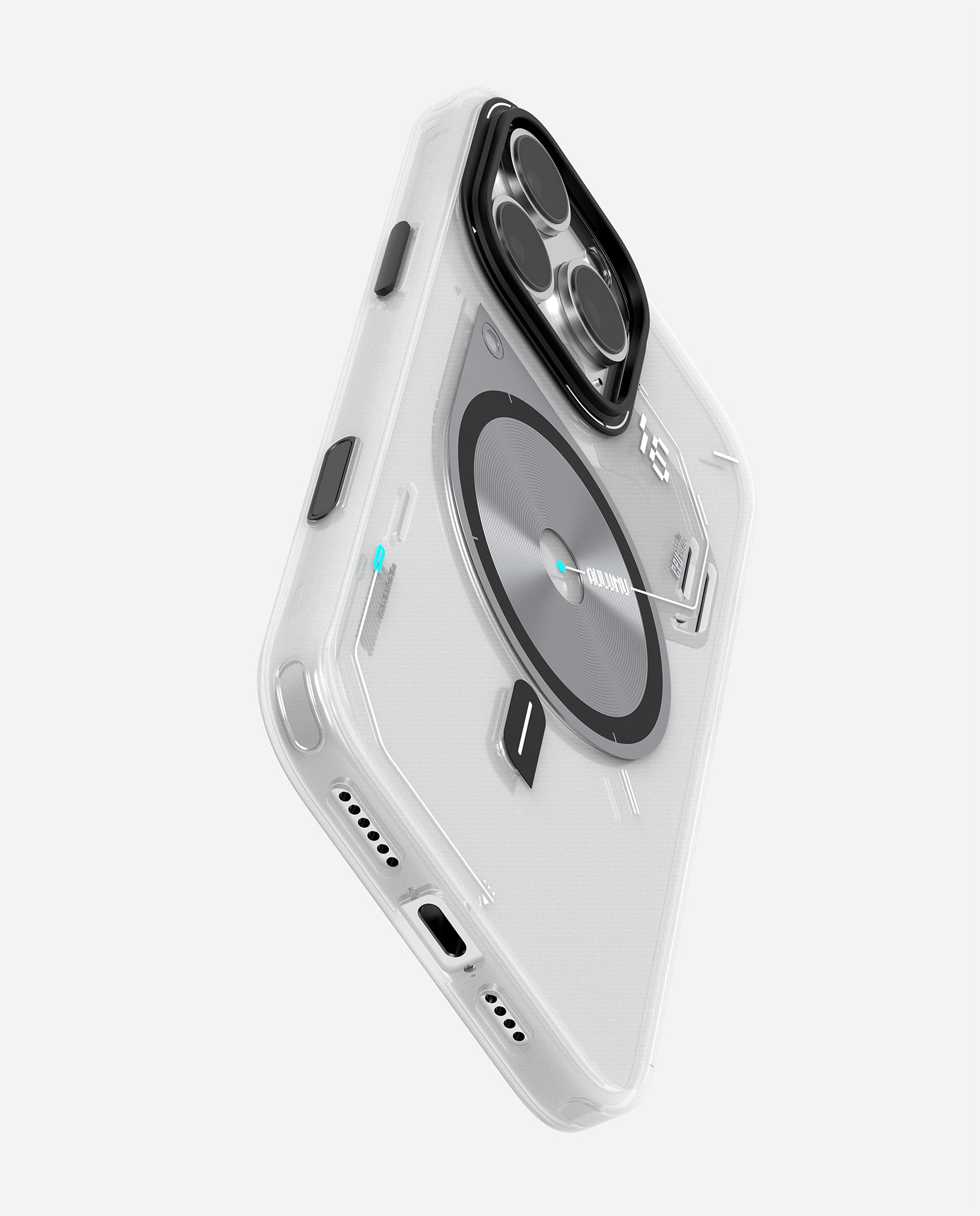 A16 iPhone 16 Proシリーズ対応 スマホケース|磨き砂|夜光効果|半透明グレーとホワイト|Magsafe