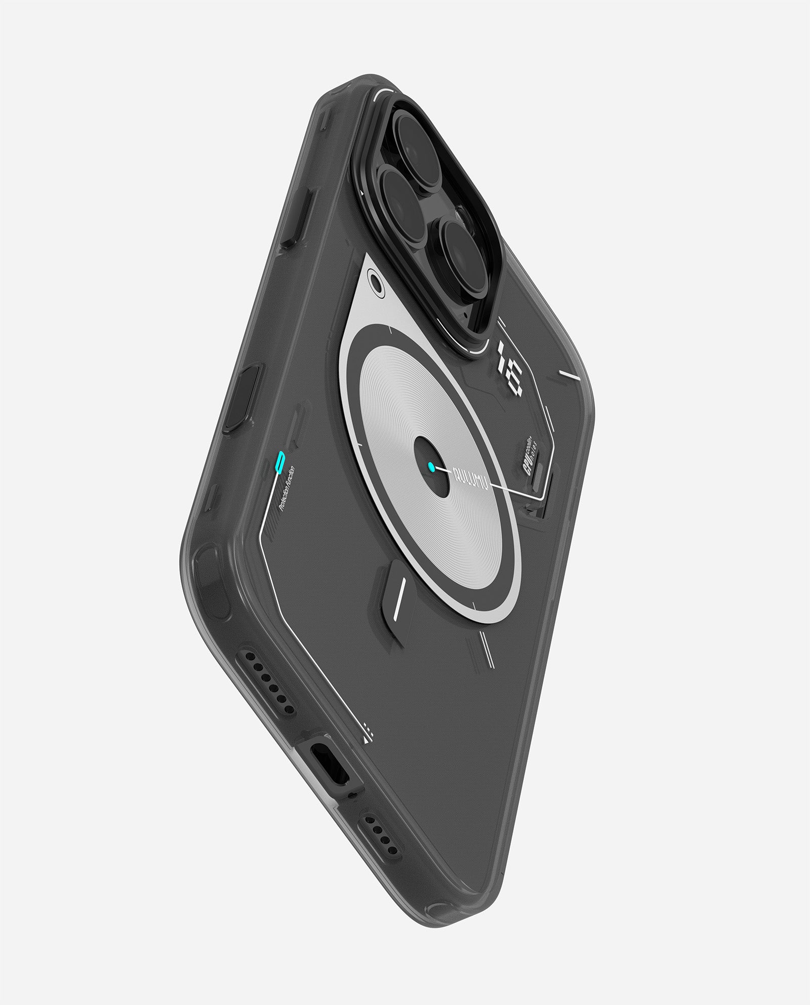 A16 iPhone 16 Proシリーズ対応 スマホケース|磨き砂|夜光効果|半透明グレーとホワイト|Magsafe