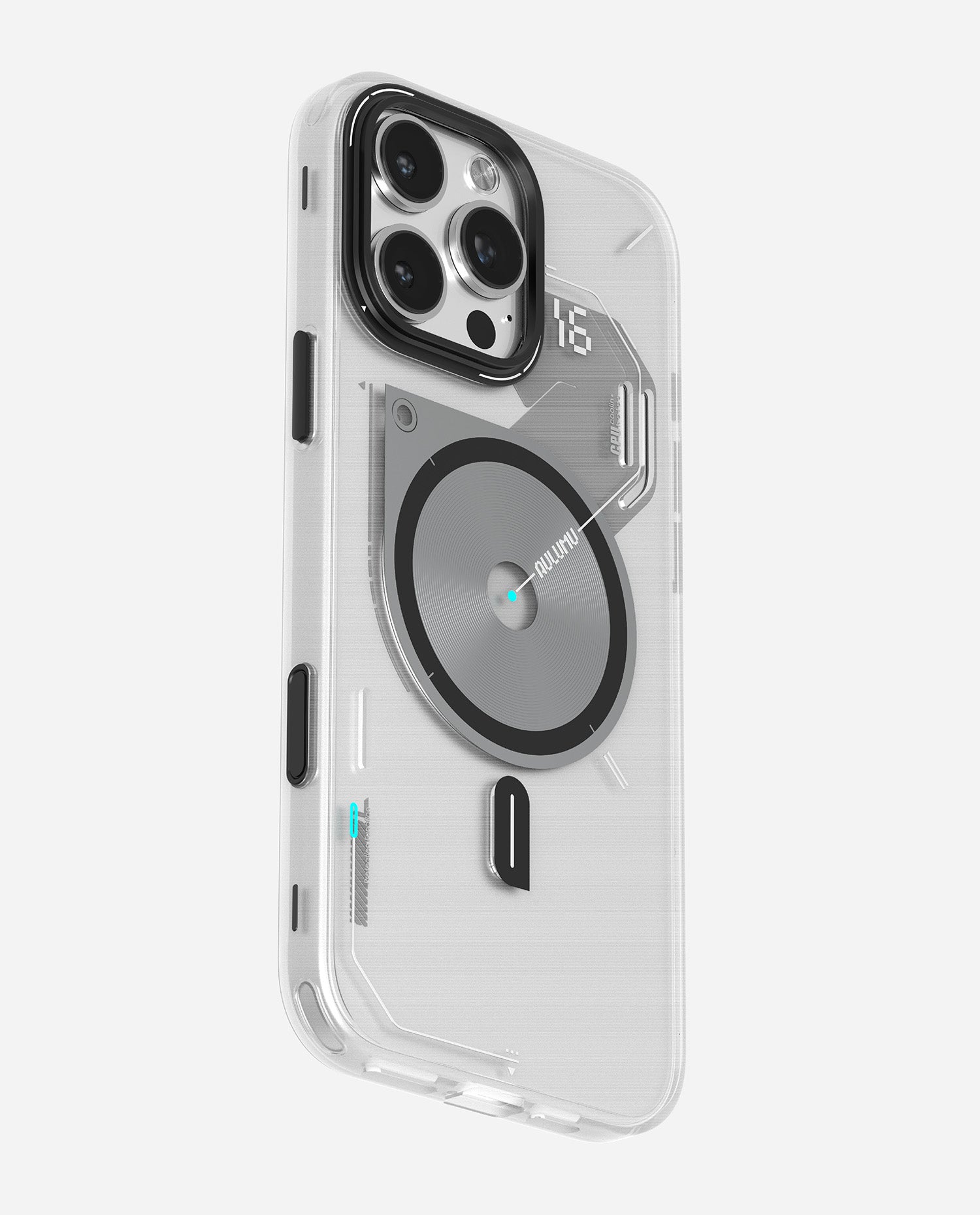 A16 iPhone 16 Proシリーズ対応 スマホケース|磨き砂|夜光効果|半透明グレーとホワイト|Magsafe