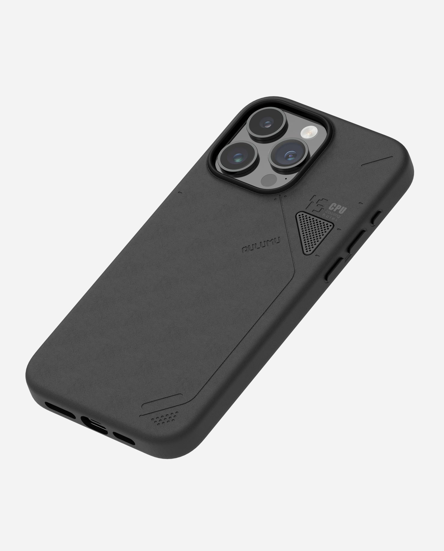 A15 iPhone 15 シリーズ対応 スマホケース|レザー|断熱窓|ブラック|Magsafe