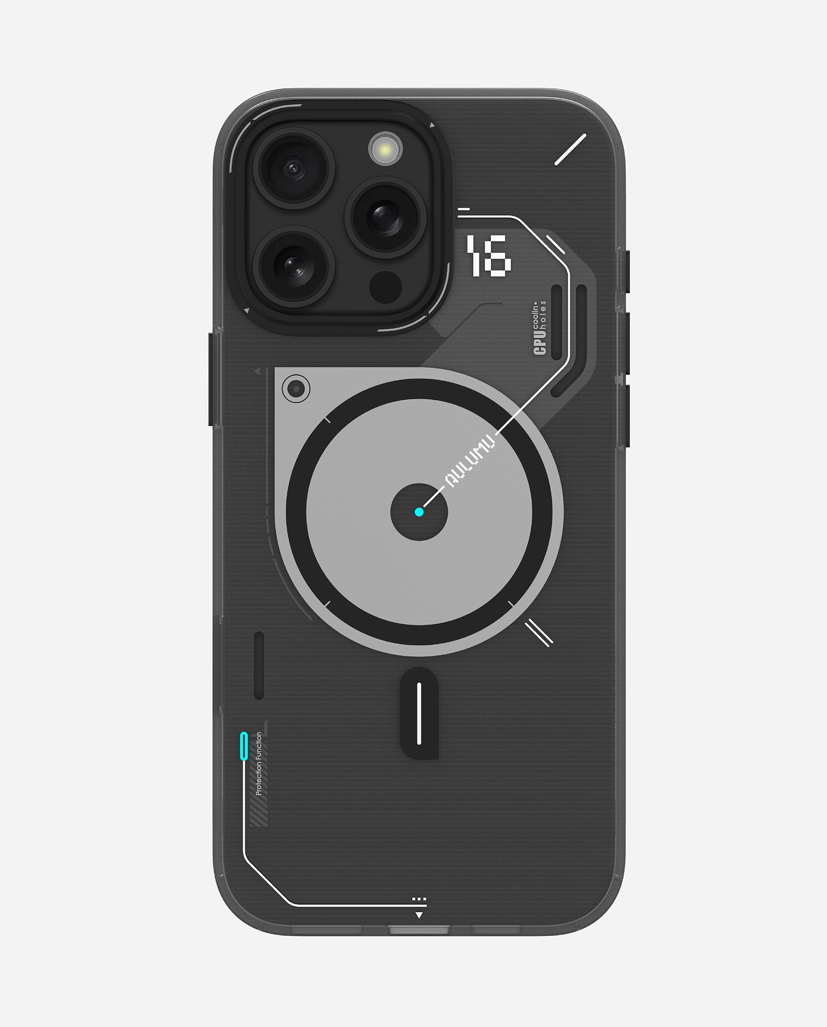 A16 iPhone 16 Proシリーズ対応 スマホケース|磨き砂|夜光効果|半透明グレーとホワイト|Magsafe