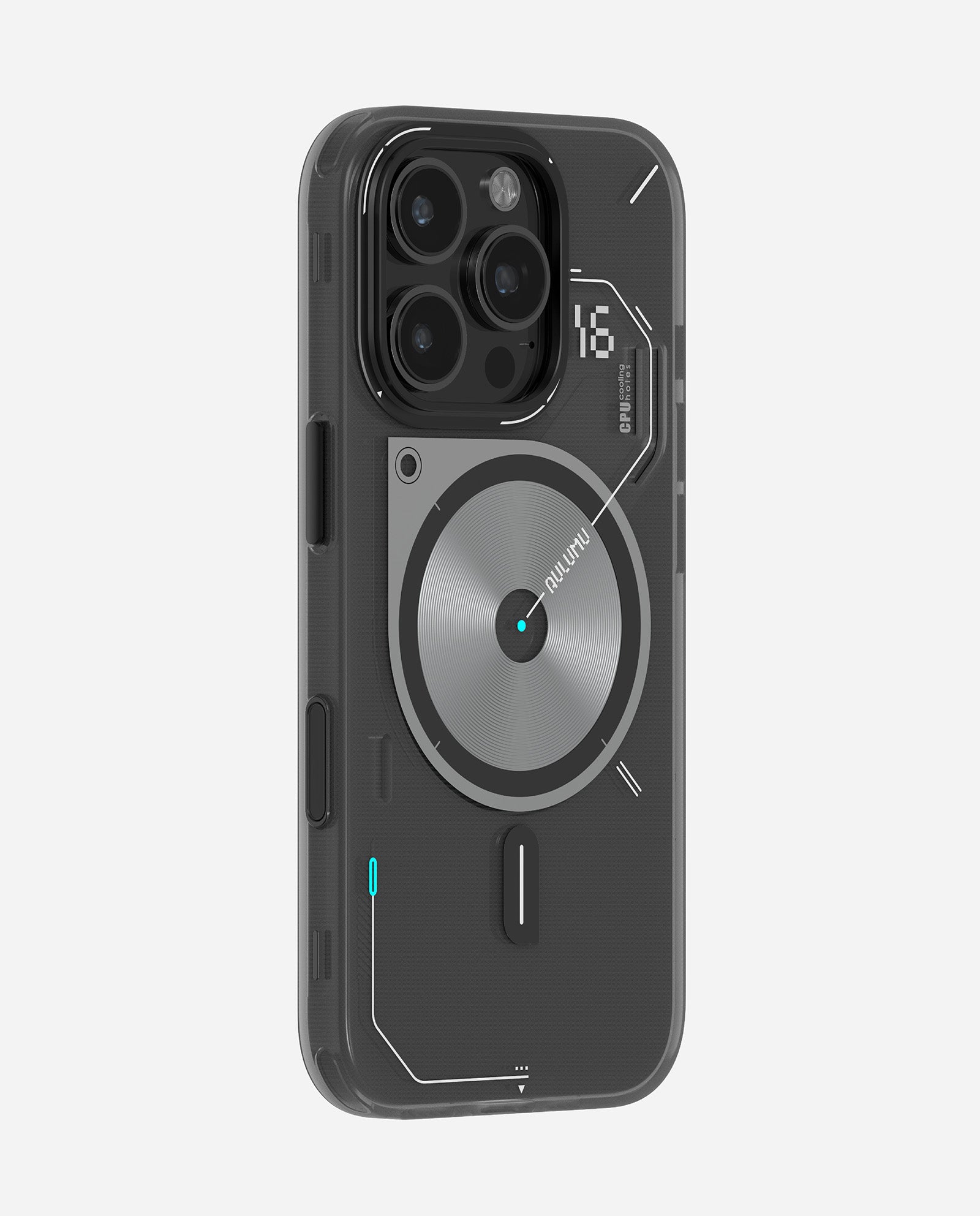 A16 iPhone 16 Proシリーズ対応 スマホケース|磨き砂|夜光効果|半透明グレーとホワイト|Magsafe