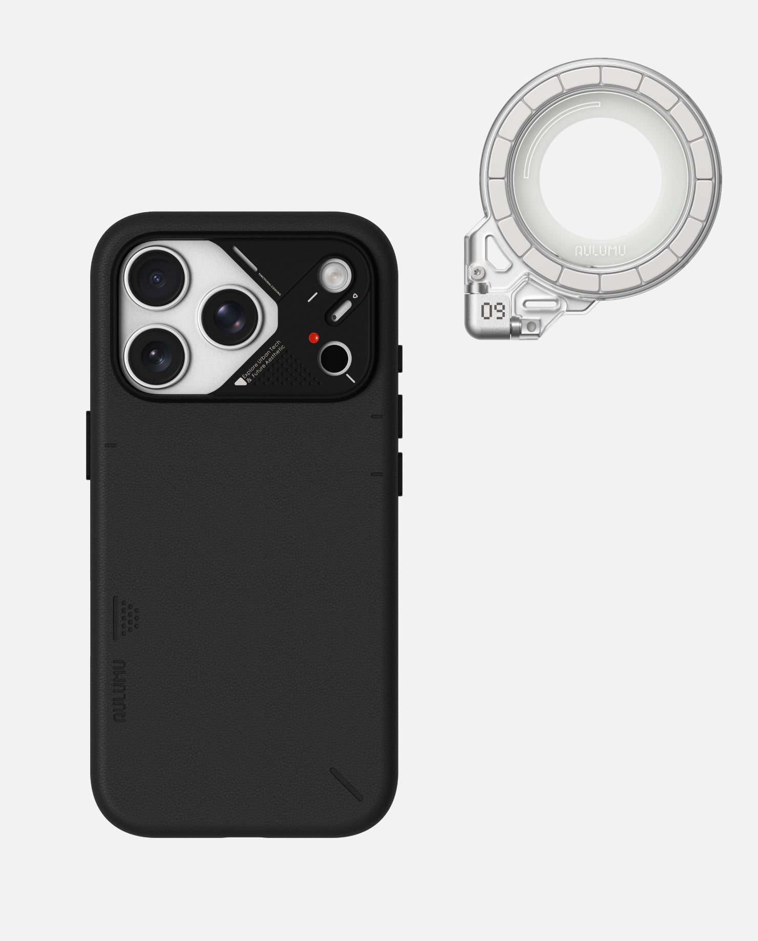 A17 iPhone 17 Proシリーズ対応 スマホケース|レザー & G09 Ghost 360度回転式 スマホリング スタンド