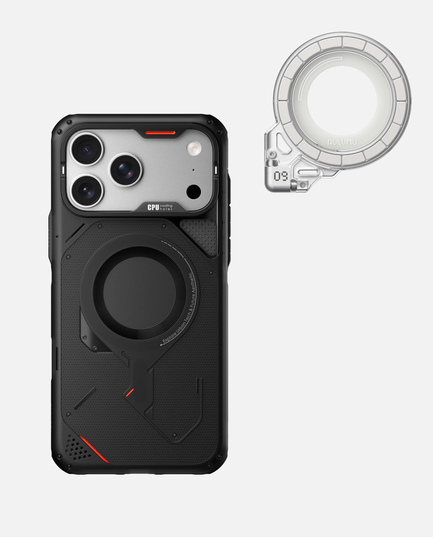 iPhone 17 Pro/Pro Max用 アウトドアケース & G09 Ghost 360度回転式