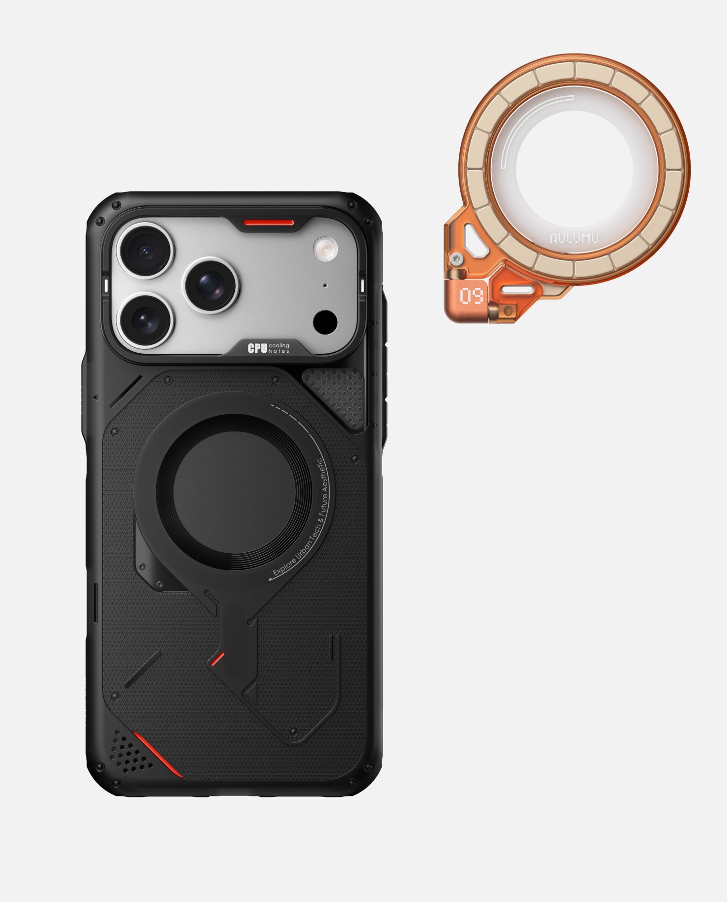 iPhone 17 Pro/Pro Max用 アウトドアケース & G09 Ghost 360度回転式
