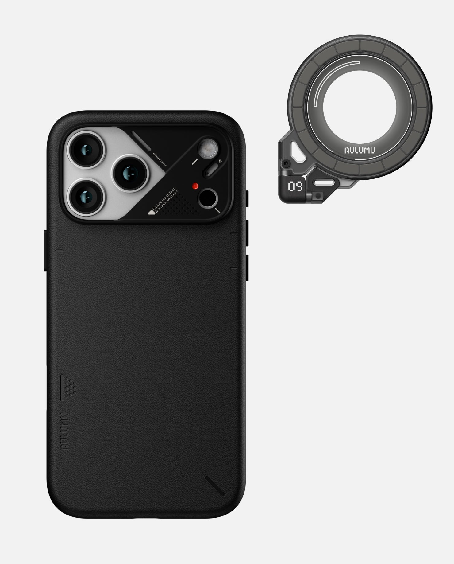 A17 iPhone 17 Proシリーズ対応 スマホケース|レザー & G09 Ghost 360度回転式 スマホリング スタンド