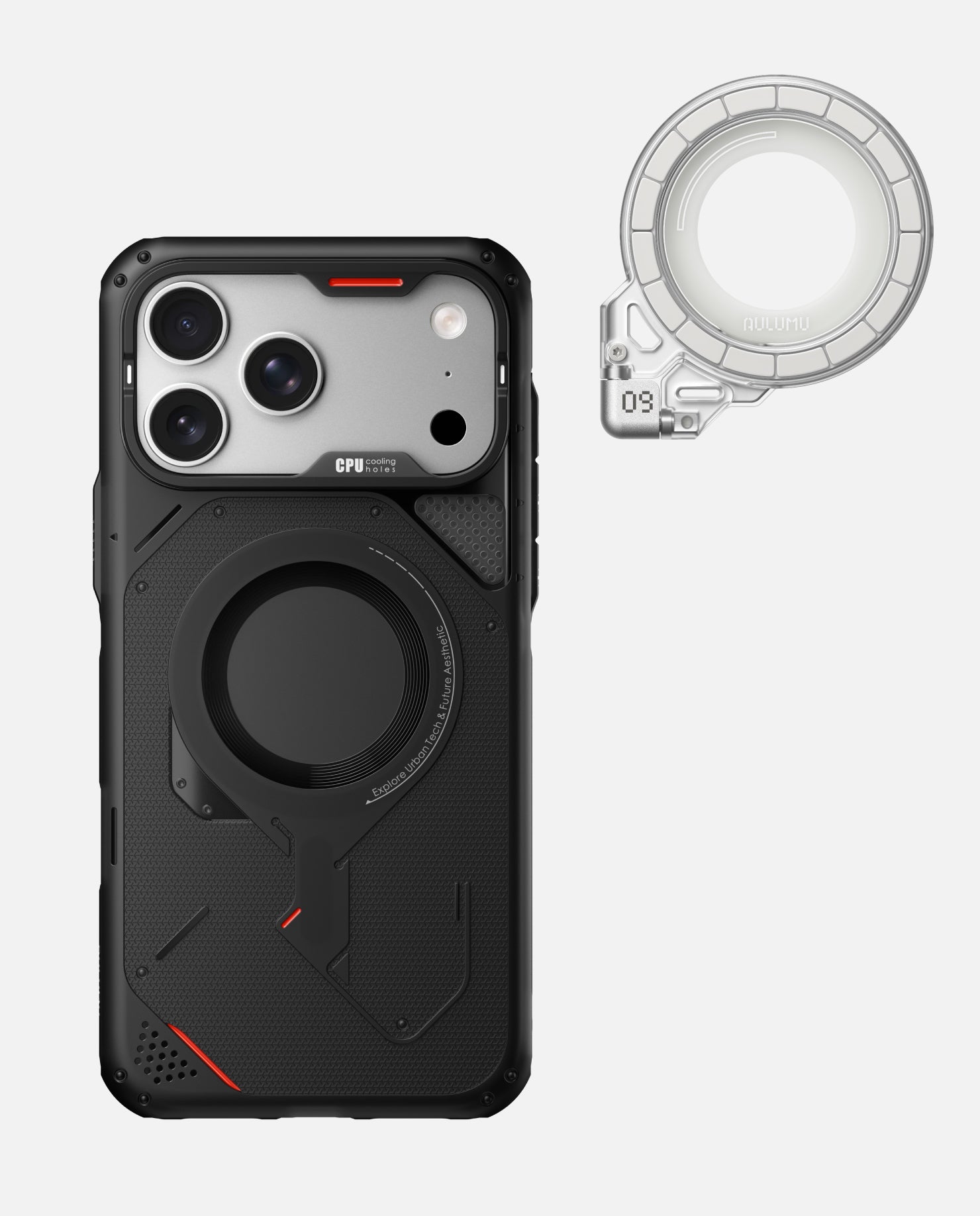 Aulumu iphone17proケースG09リング Magsafe360度回 iPhone 17 Pro/Pro Max用 アウトドアケース & G09 Ghost 360度回転式