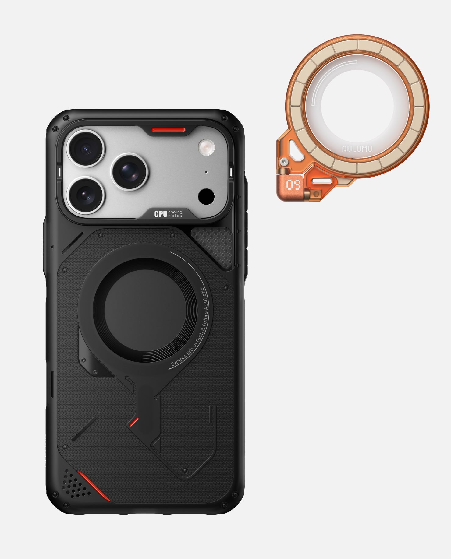 iPhone 17 Pro/Pro Max用 アウトドアケース & G09 Ghost 360度回転式