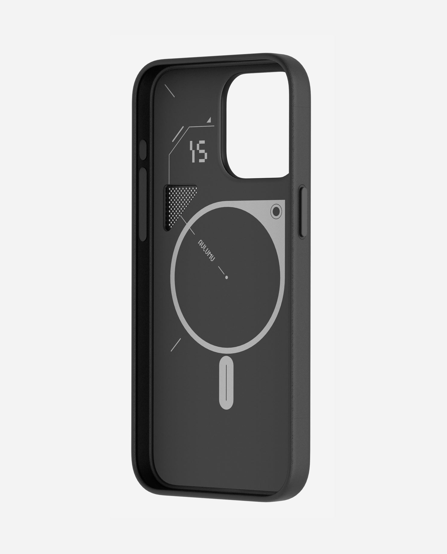 A15 iPhone 15 シリーズ対応 スマホケース|レザー|断熱窓|ブラック|Magsafe